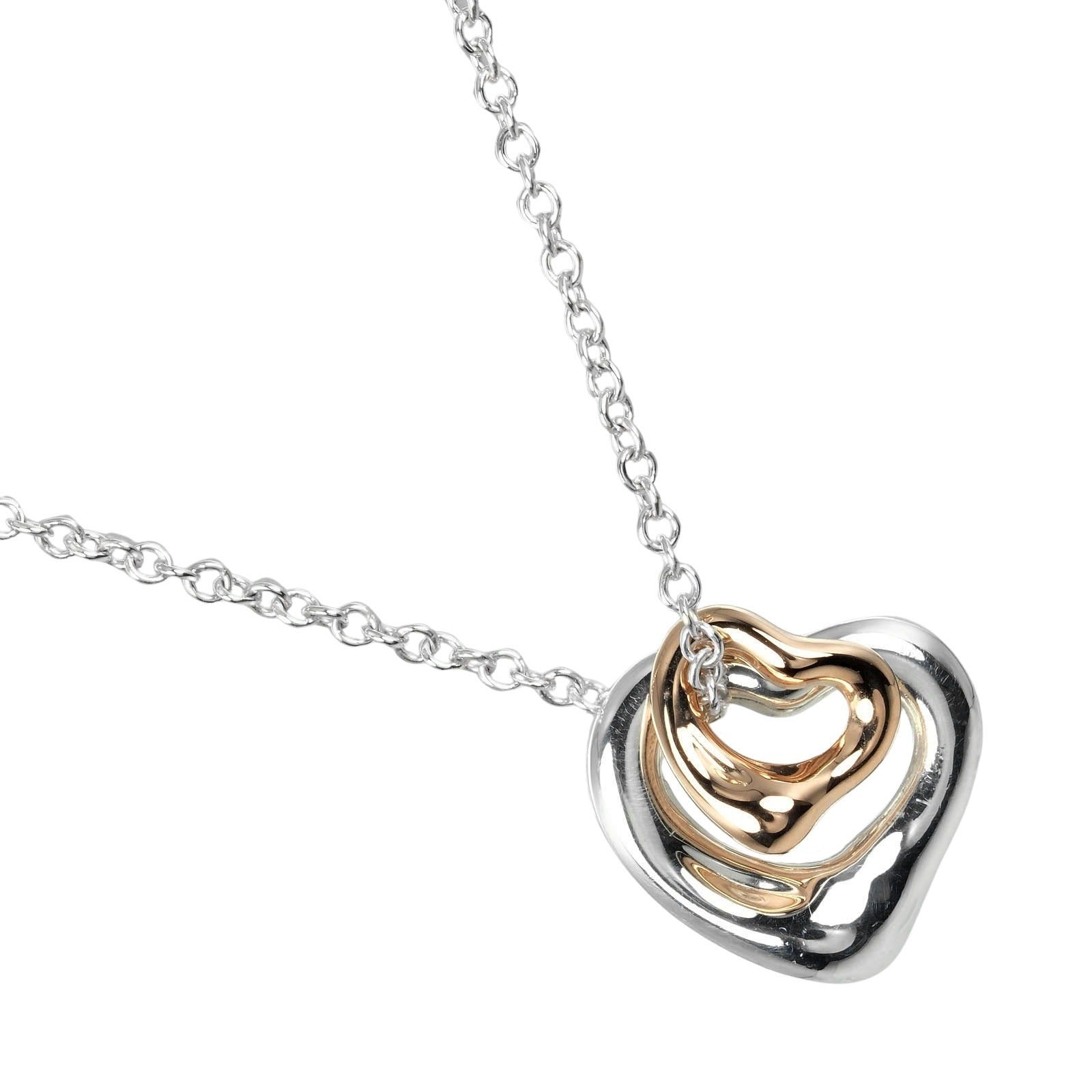 Tiffany & Co Silver 925/K18PG Double Open Heart Necklace