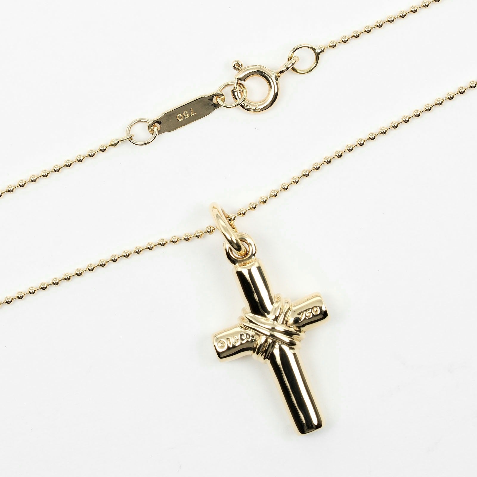 Tiffany & Co Signature Cross Necklace K18 Yellow Gold