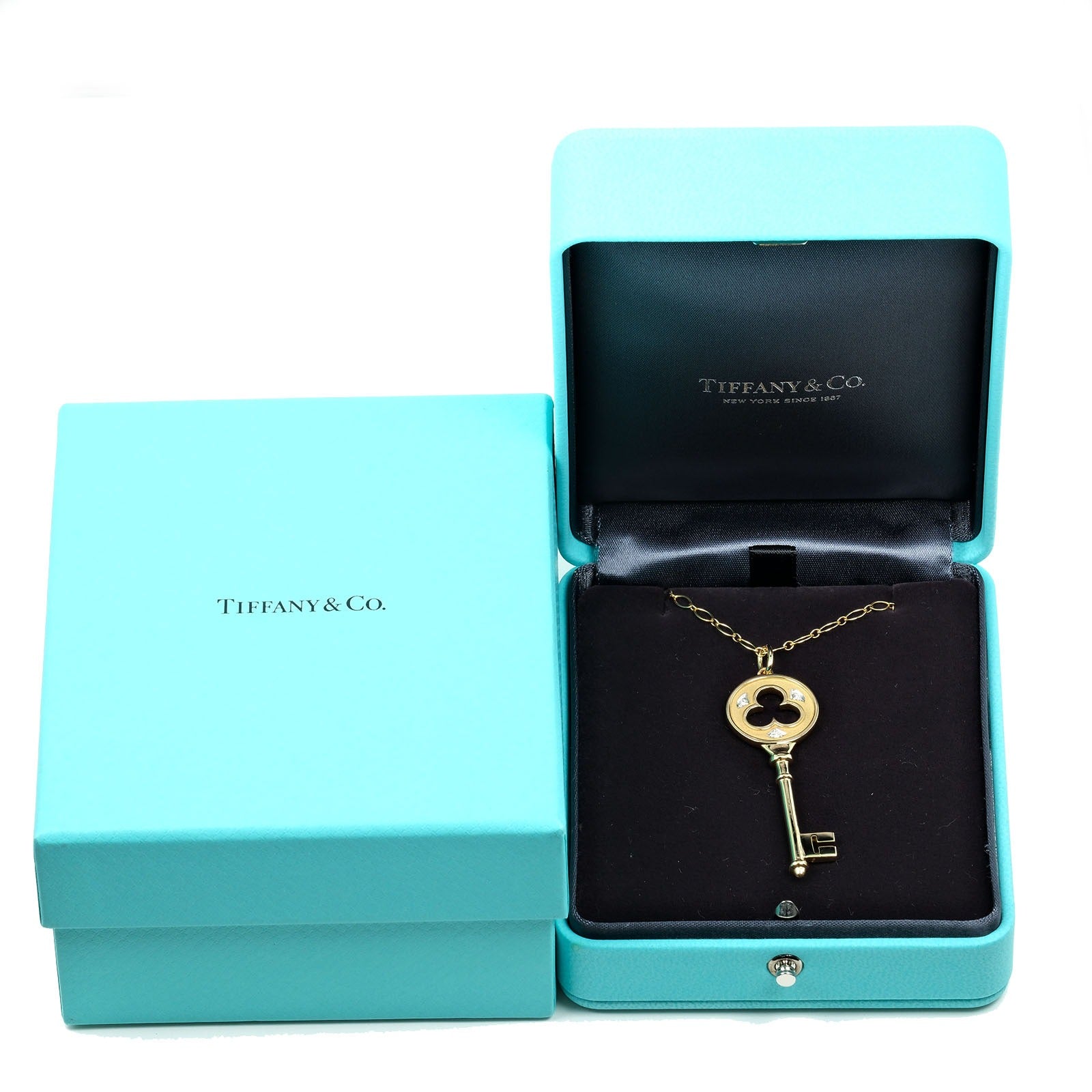 Tiffany & Co Clover Key Necklace K18 Gold 3P Diamond