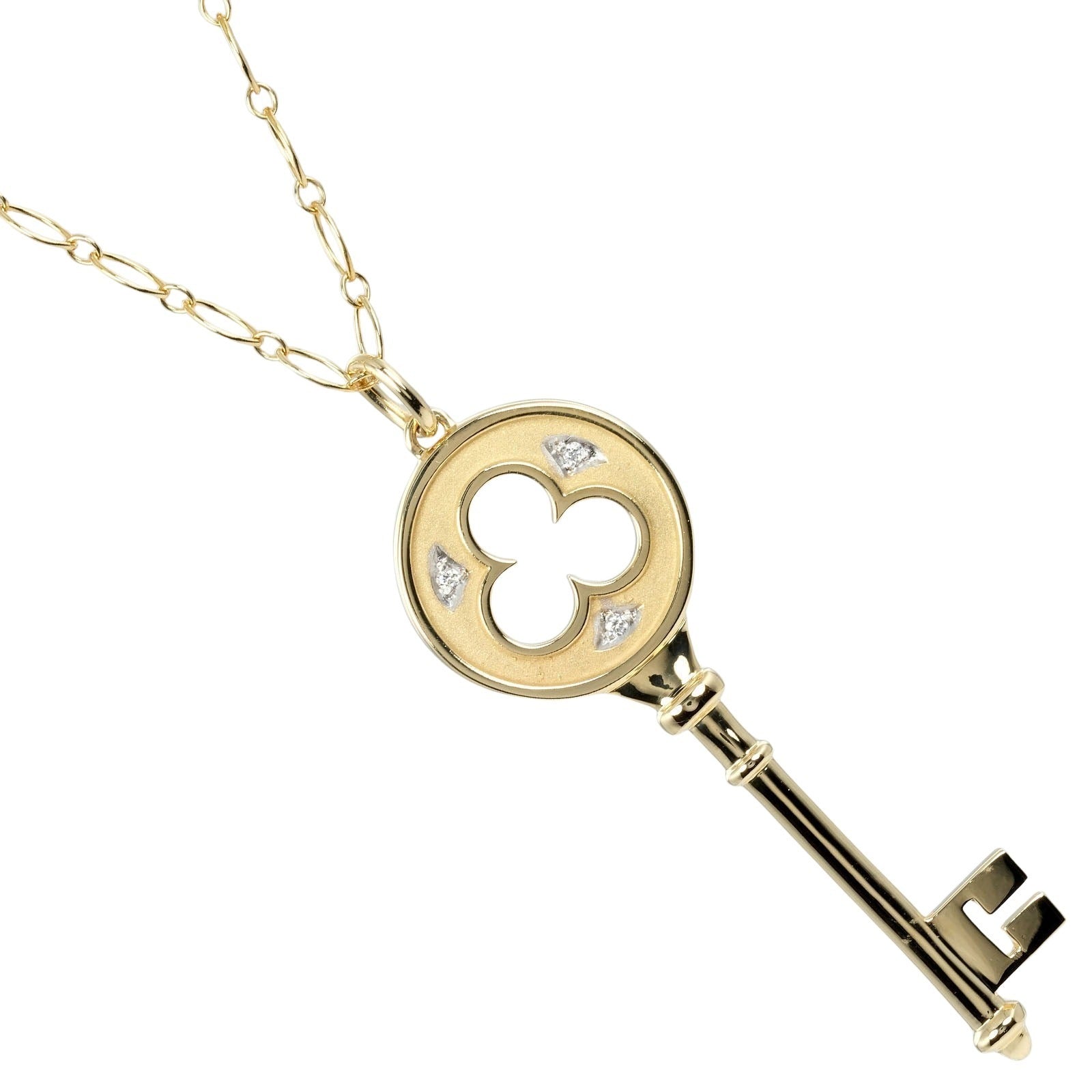 Tiffany & Co Clover Key Necklace K18 Gold 3P Diamond