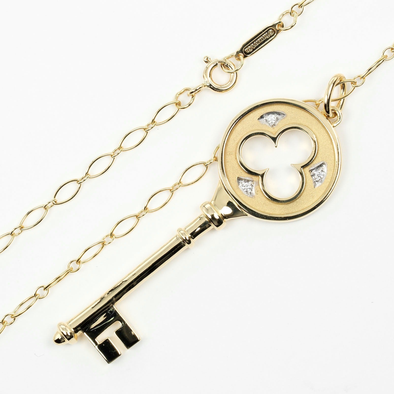 Tiffany & Co Clover Key Necklace K18 Gold 3P Diamond