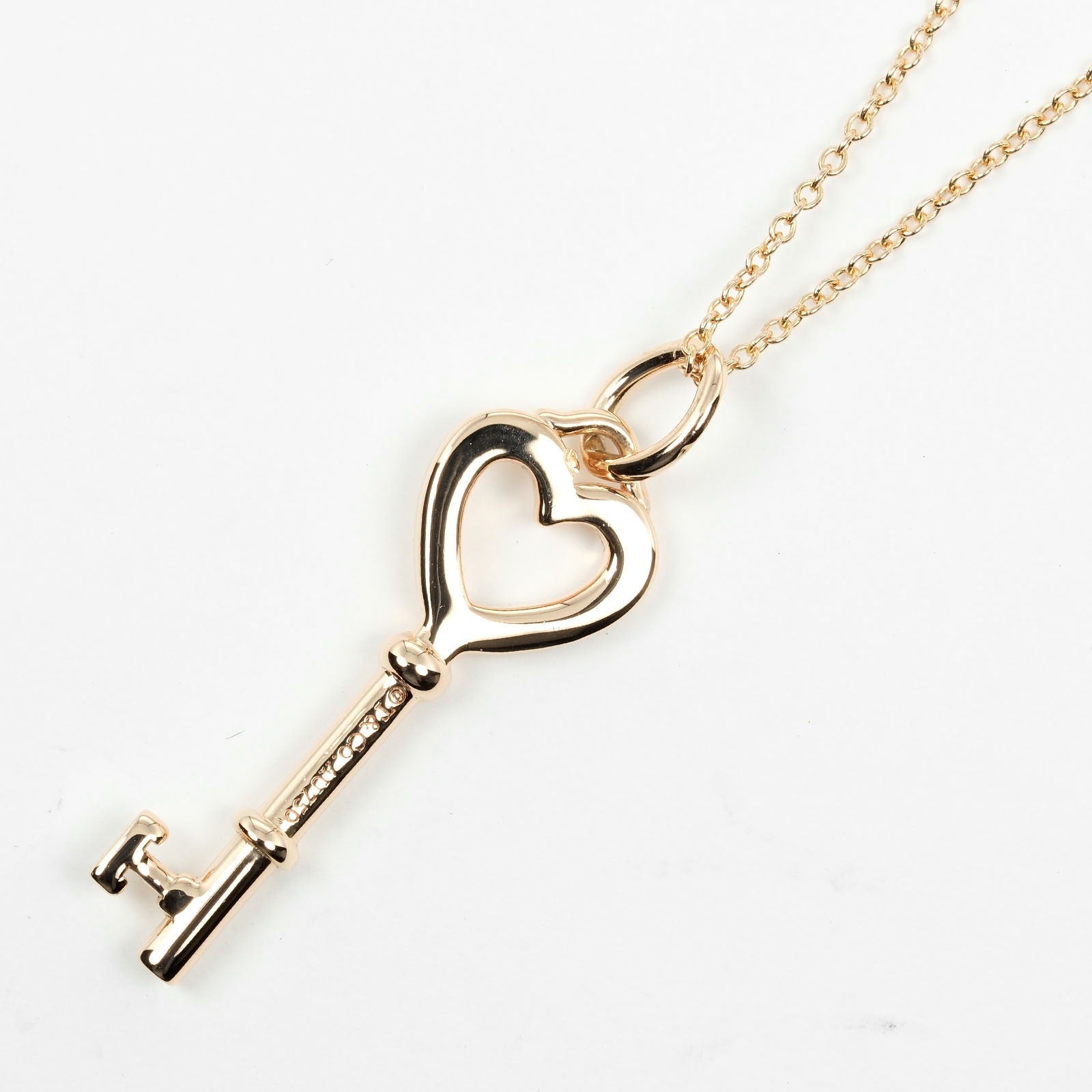 Tiffany & Co Heart Key Necklace K18 Pink Gold