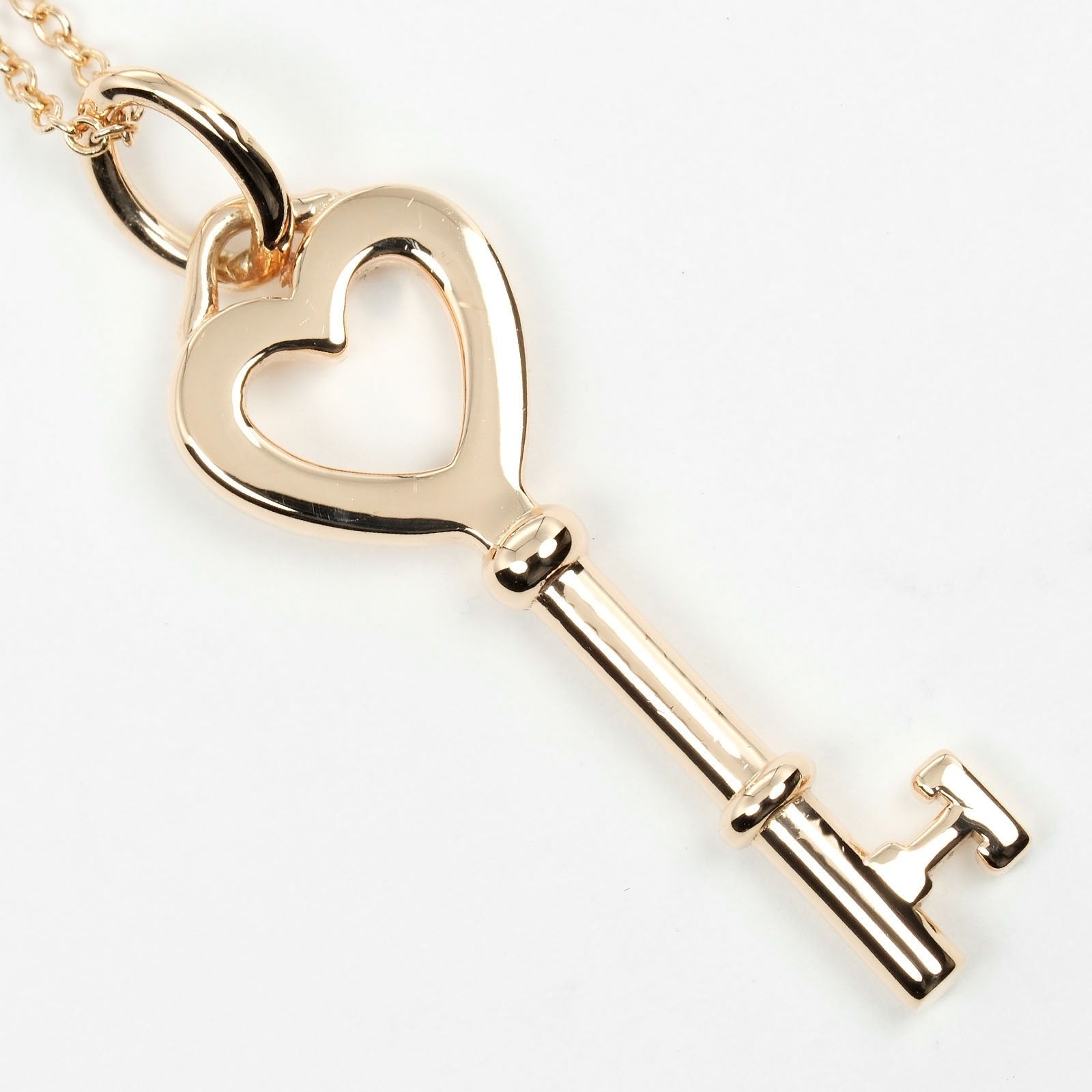 Tiffany & Co Heart Key Necklace K18 Pink Gold