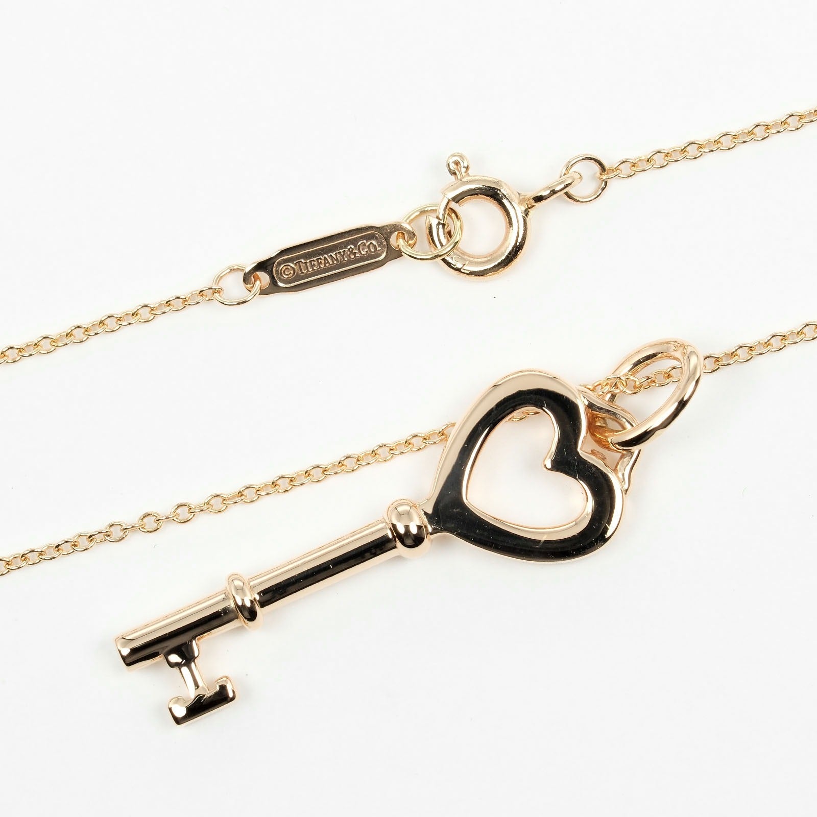 Tiffany & Co Heart Key Necklace K18 Pink Gold