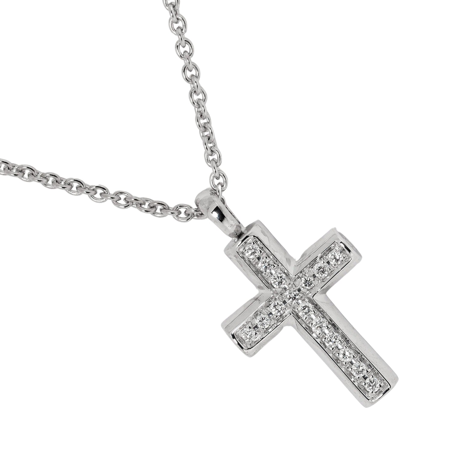 Bvlgari K18 White Gold Diamond Cross Necklace