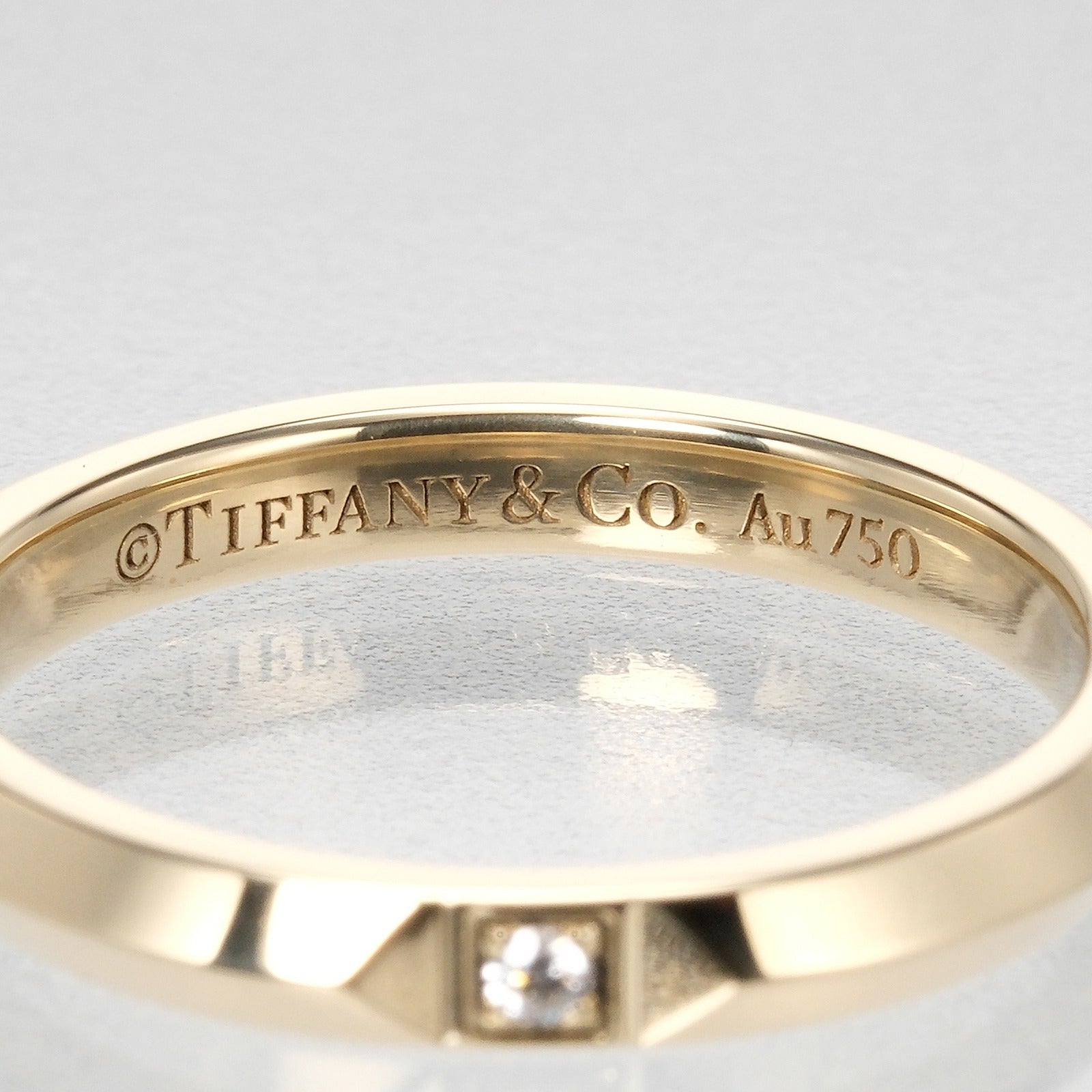 Tiffany True Band 2.5mm Ring K18 Yellow Gold Diamond