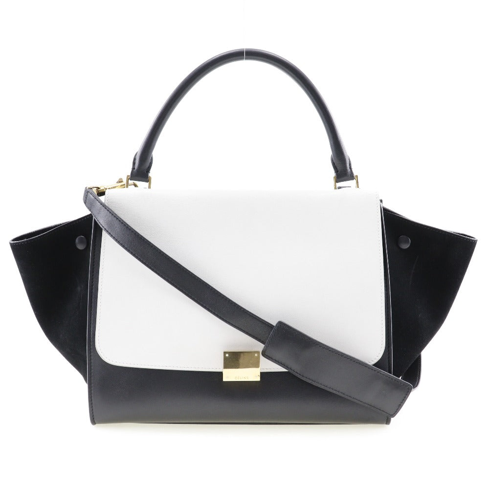 Celine Trapeze Handbag Calf Suede Black White