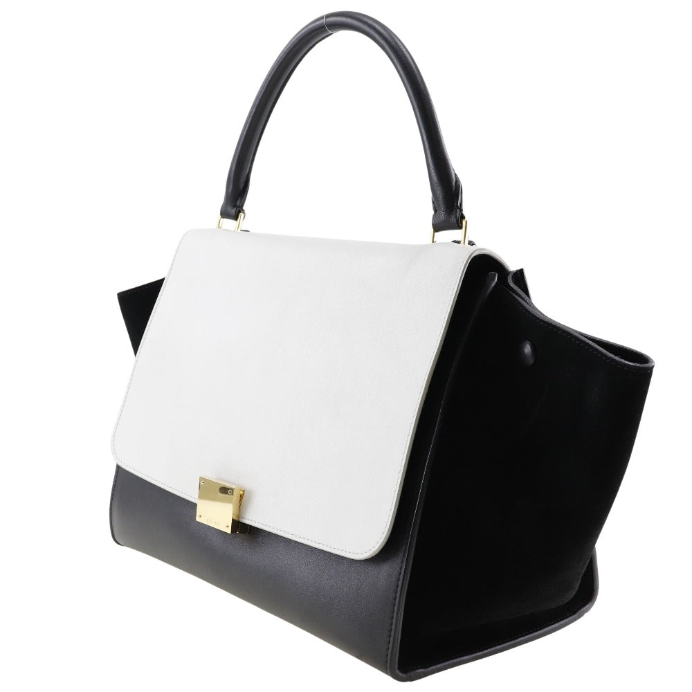 Celine Trapeze Handbag Calf Suede Black White