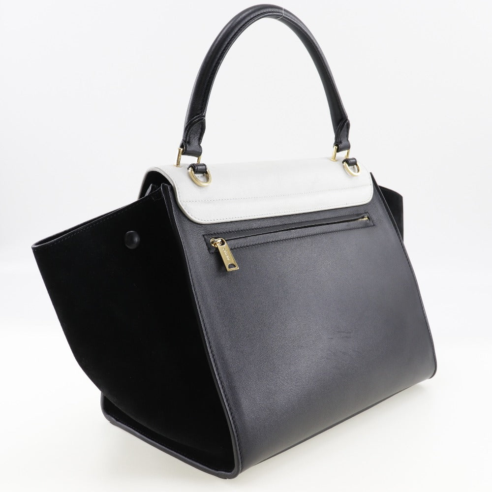 Celine Trapeze Handbag Calf Suede Black White