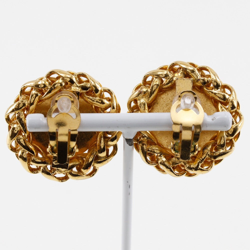 Chanel Coco Mark Logo Earrings Vintage Gold Plated