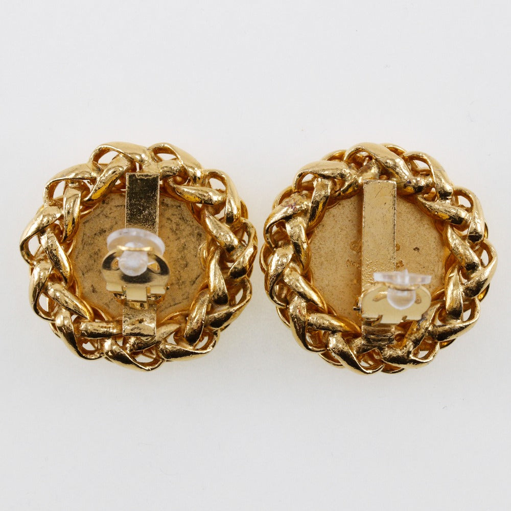 Chanel Coco Mark Logo Earrings Vintage Gold Plated