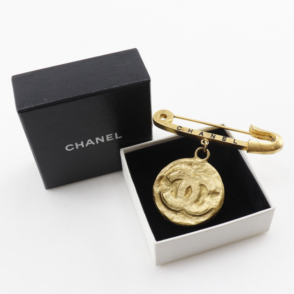 Chanel Coco Mark Brooch Gold Plated Vintage