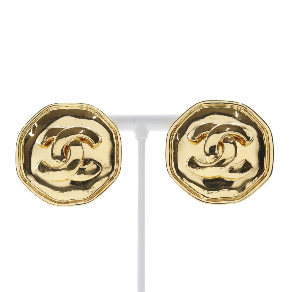 Chanel Coco Mark Earrings Gold Plated Vintage