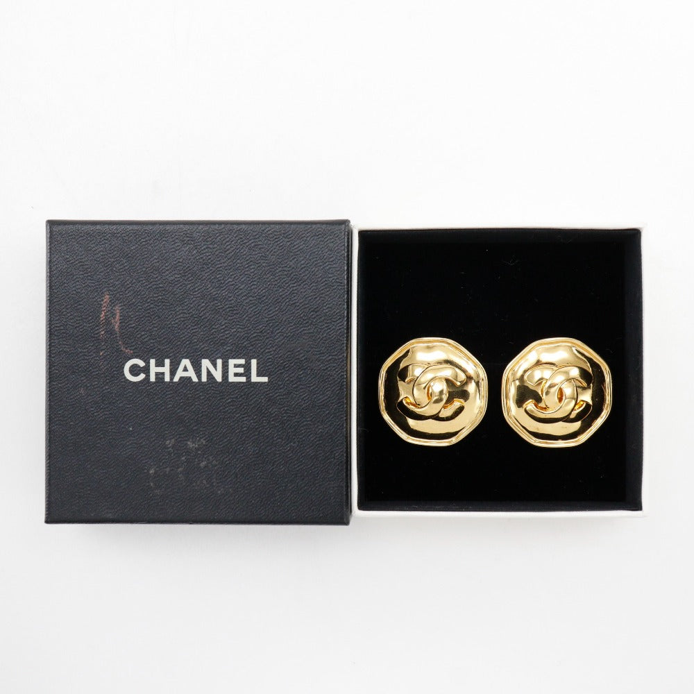 Chanel Coco Mark Earrings Gold Plated Vintage