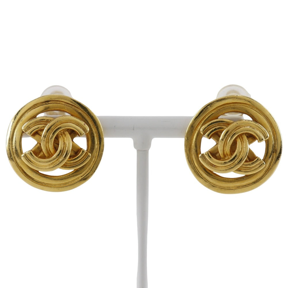 Chanel Coco Mark Vintage Earrings Gold Plated