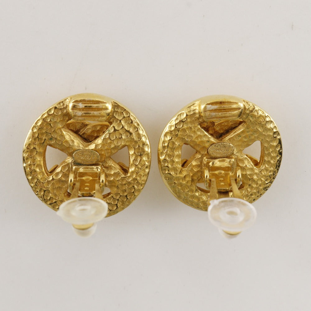 Chanel Coco Mark Vintage Earrings Gold Plated