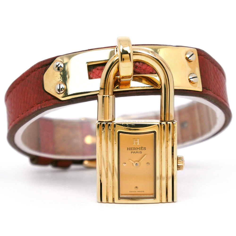 Hermes Kelly Watch Gold Plated Leather Quartz