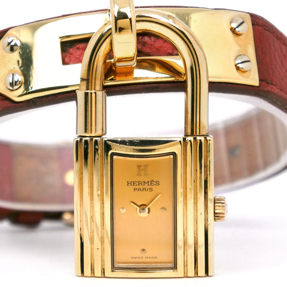 Hermes Kelly Watch Gold Plated Leather Quartz