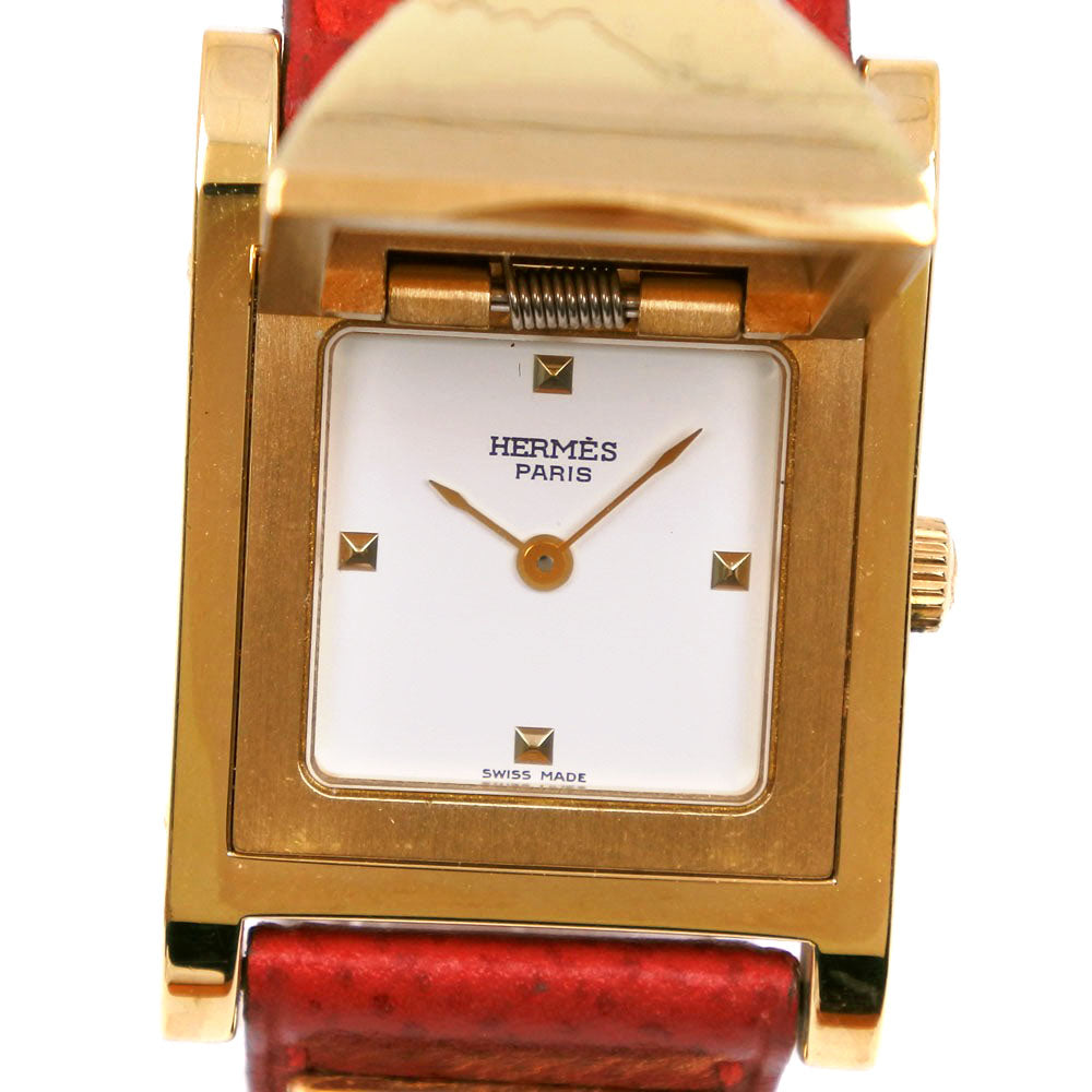 Hermes Medor Gold Plated Leather Quartz Watch