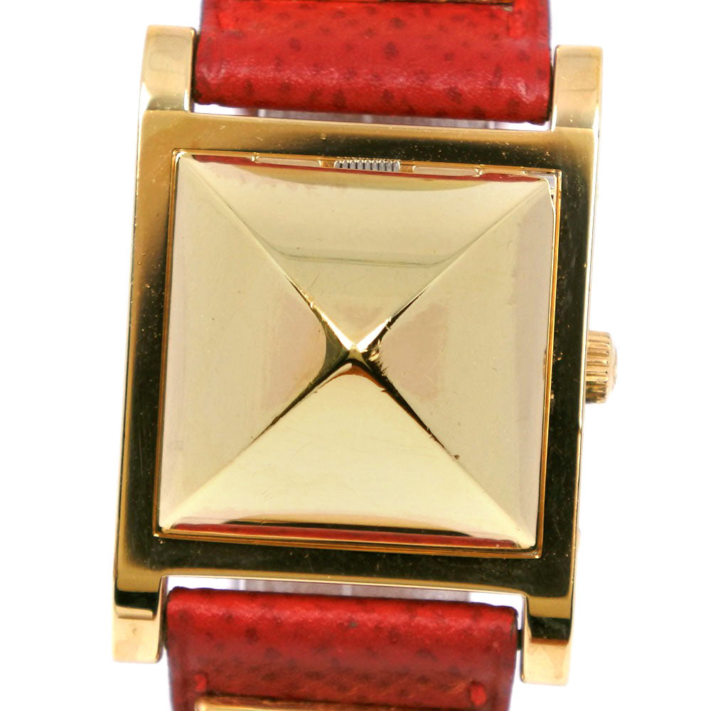 Hermes Medor Gold Plated Leather Quartz Watch