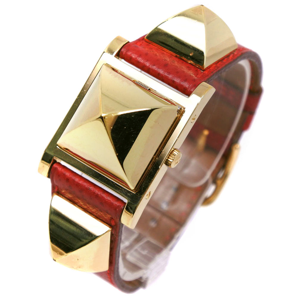 Hermes Medor Gold Plated Leather Quartz Watch