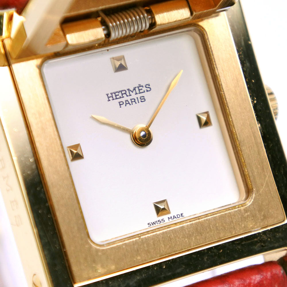 Hermes Medor Gold Plated Leather Quartz Watch