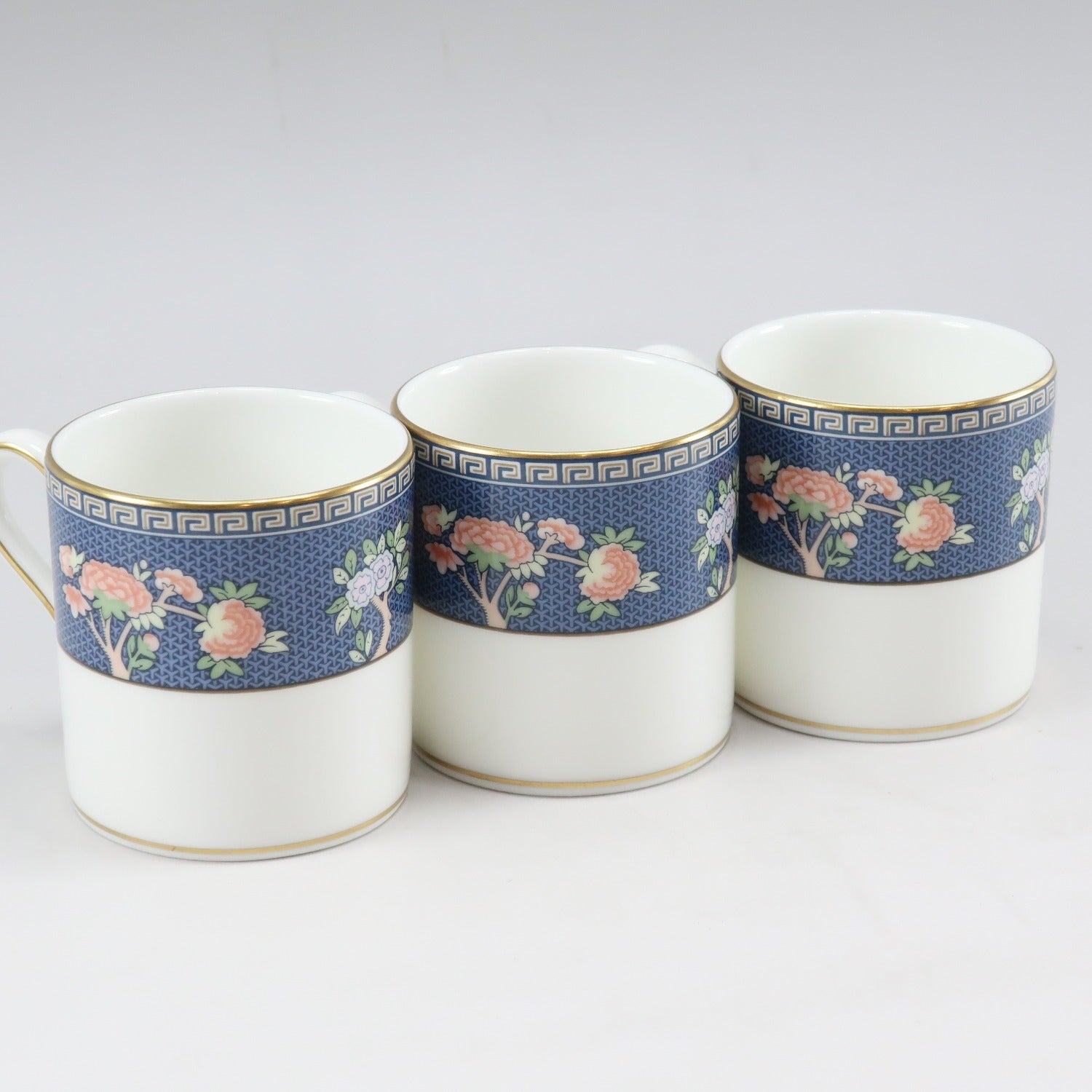 Wedgwood Blue Siam Demitasse Cup & Saucer Set of 3