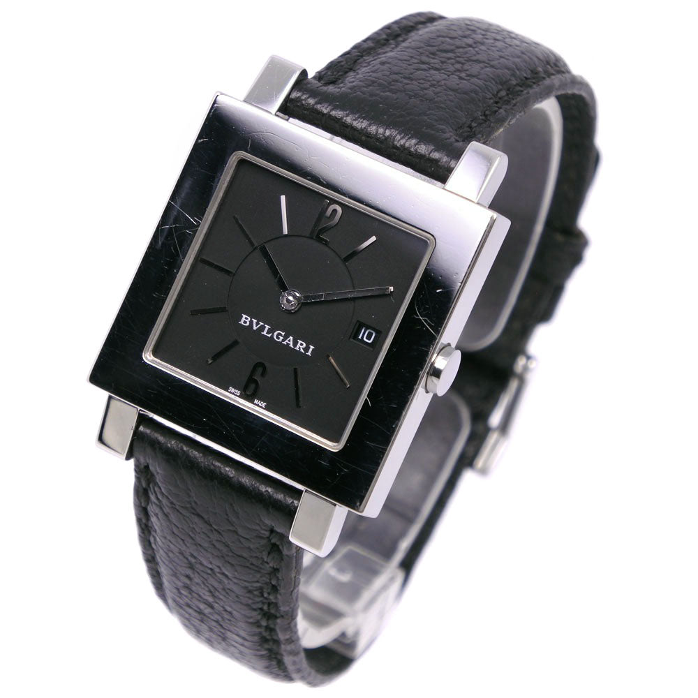 Bvlgari Quadrato Watch Stainless Steel Leather Quartz