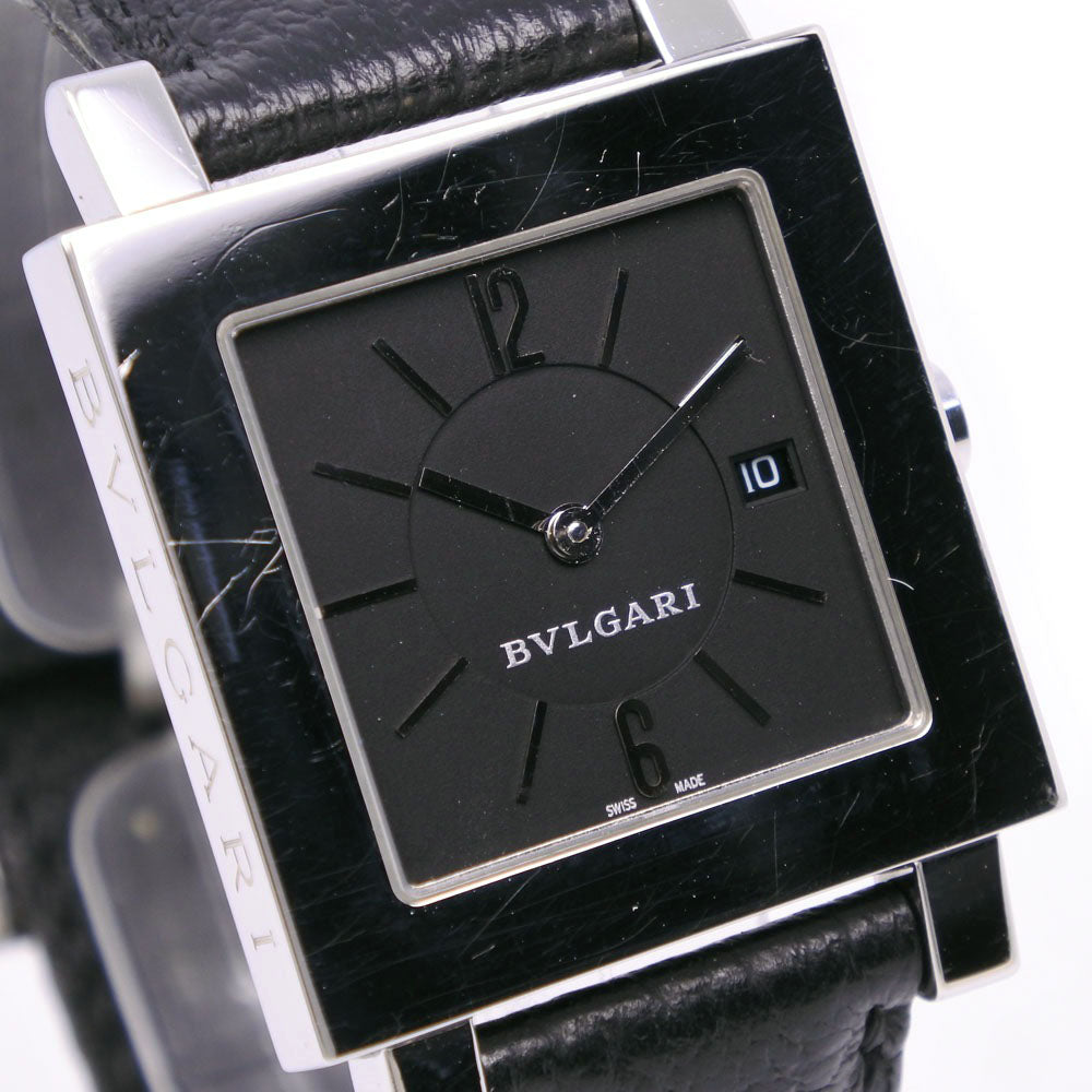 Bvlgari Quadrato Watch Stainless Steel Leather Quartz