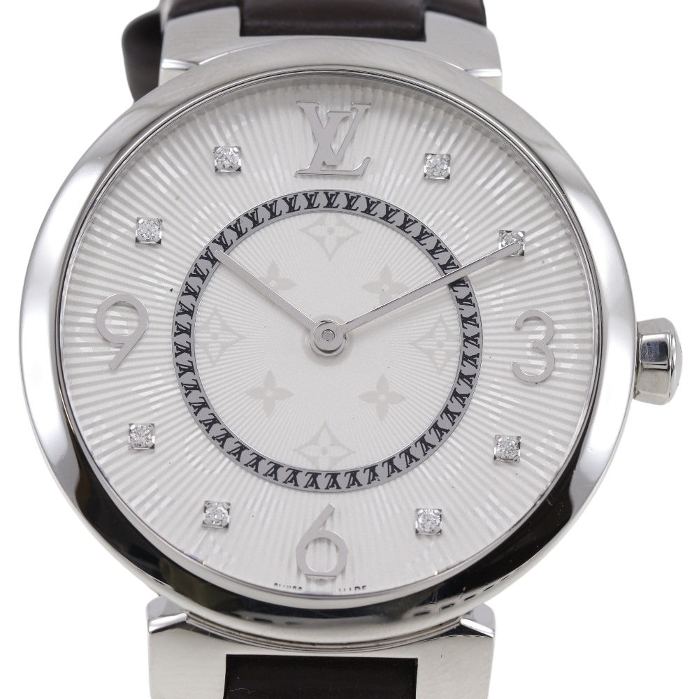 Louis Vuitton Tambour Slim Watch Stainless Steel Leather Quartz