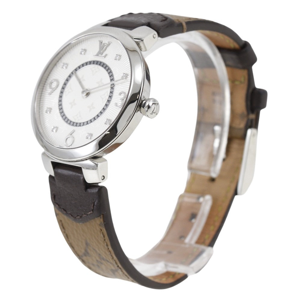 Louis Vuitton Tambour Slim Watch Stainless Steel Leather Quartz