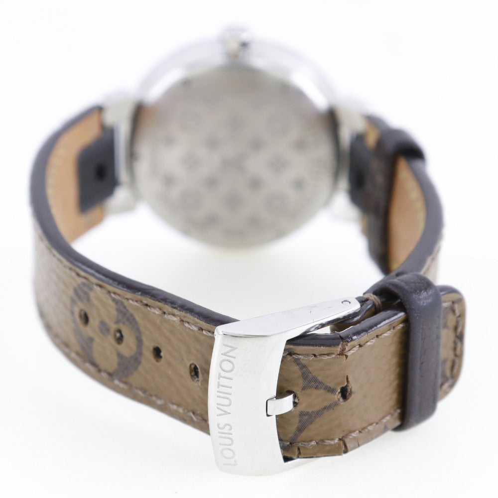 Louis Vuitton Tambour Slim Watch Stainless Steel Leather Quartz