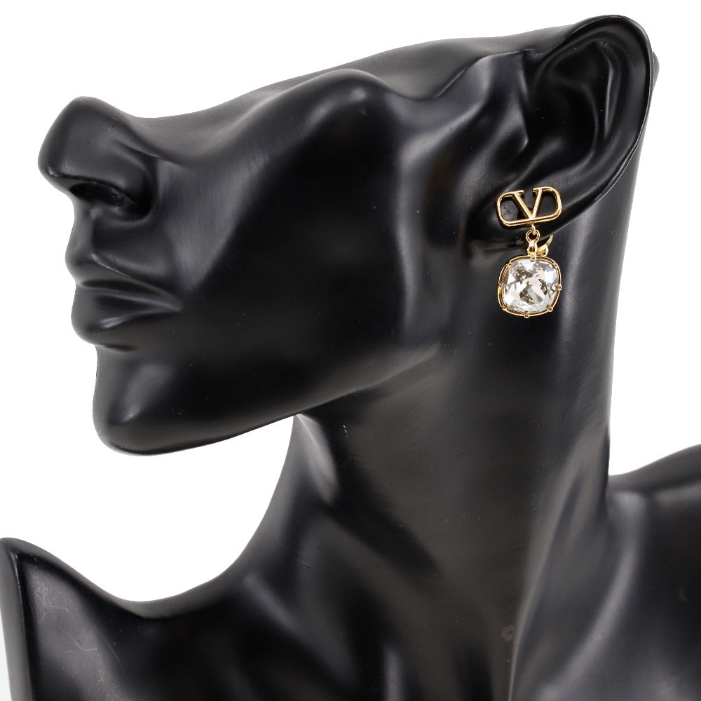 Valentino V Logo Drop Crystal Earrings Metal Earrings in Good condition