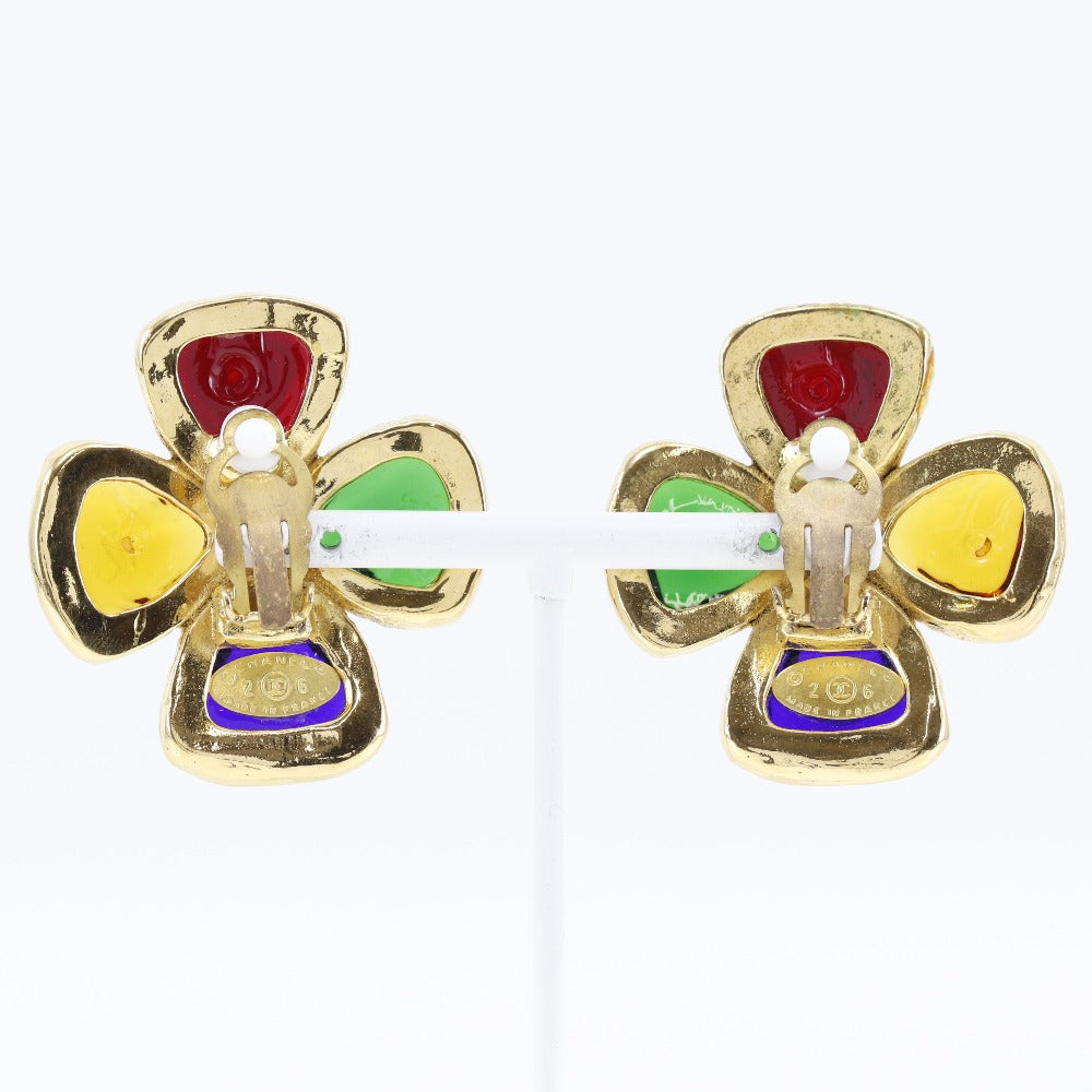 Chanel Gold Plated Gripoix Earrings