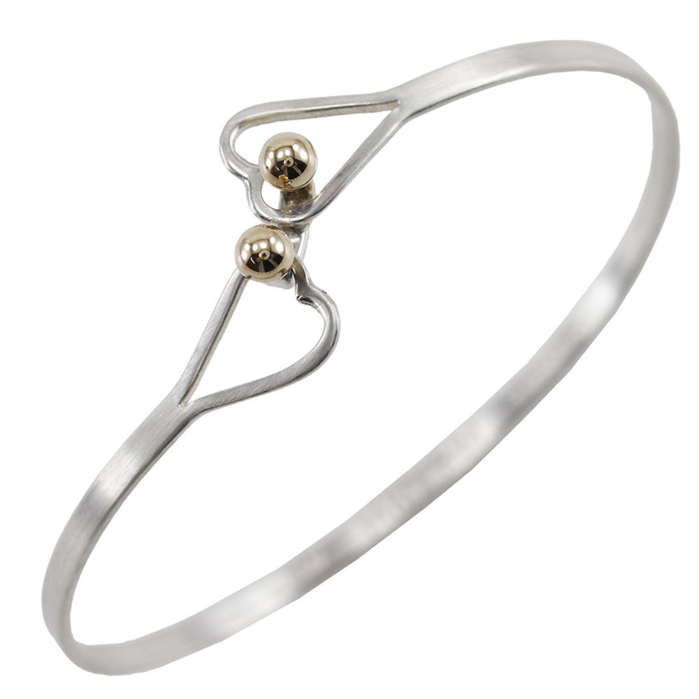 Tiffany Silver/Gold Hook & Eye Double Heart Bangle