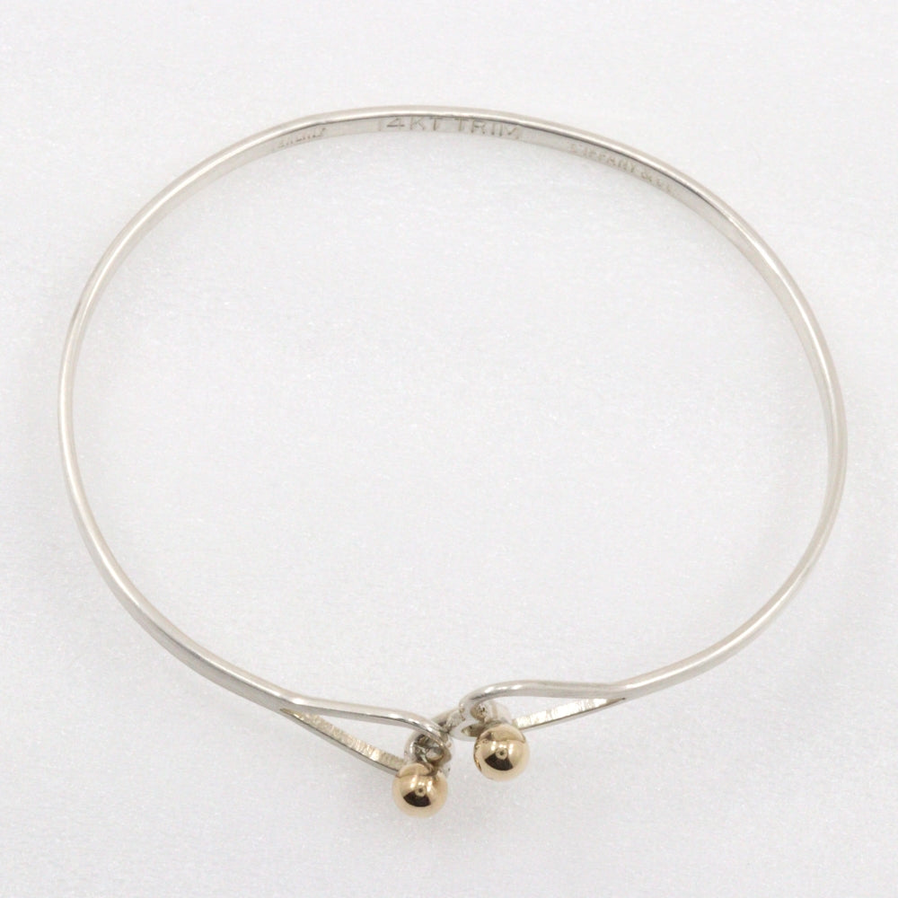 Tiffany Silver/Gold Hook & Eye Double Heart Bangle