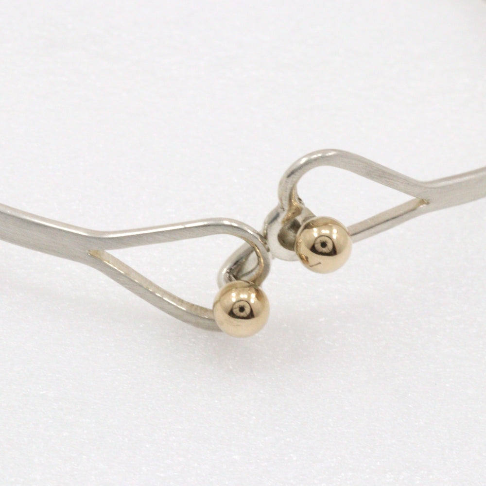 Tiffany Silver/Gold Hook & Eye Double Heart Bangle