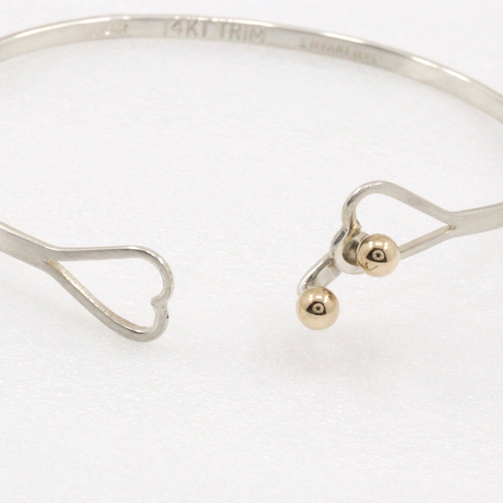 Tiffany Silver/Gold Hook & Eye Double Heart Bangle