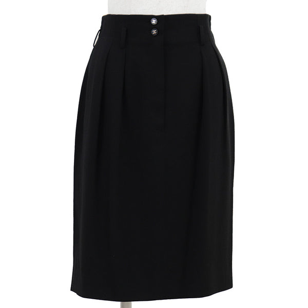 Chanel COCO Mark Button Wool Skirt