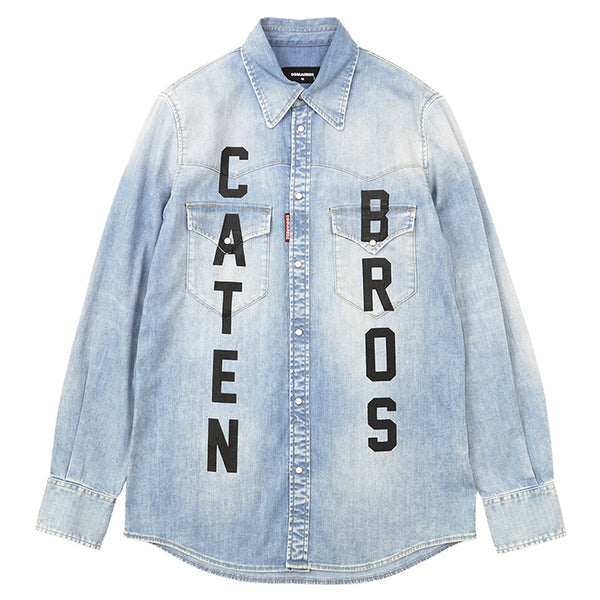 DSQUARED2 Cotton Denim Long Sleeve Shirt