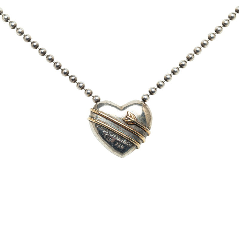 Tiffany & Co 18K & Silver Arrow Heart Ball Necklace Metal Necklace in Good condition