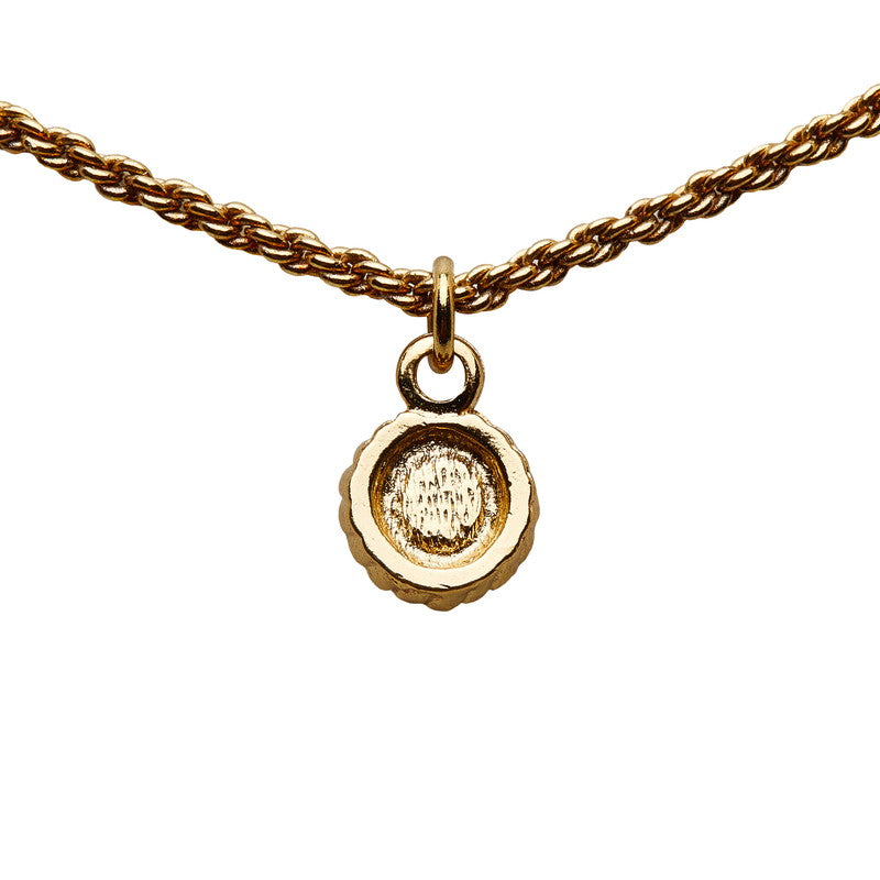 Dior Rhinestone Pendant Necklace Metal Necklace in Good condition