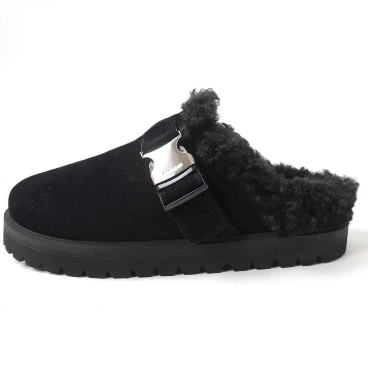 MONCLER Suede Leather Mule Sandal Black