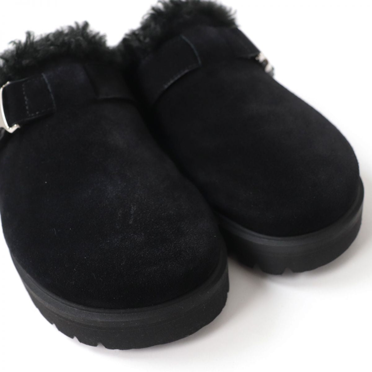 MONCLER Suede Leather Mule Sandal Black