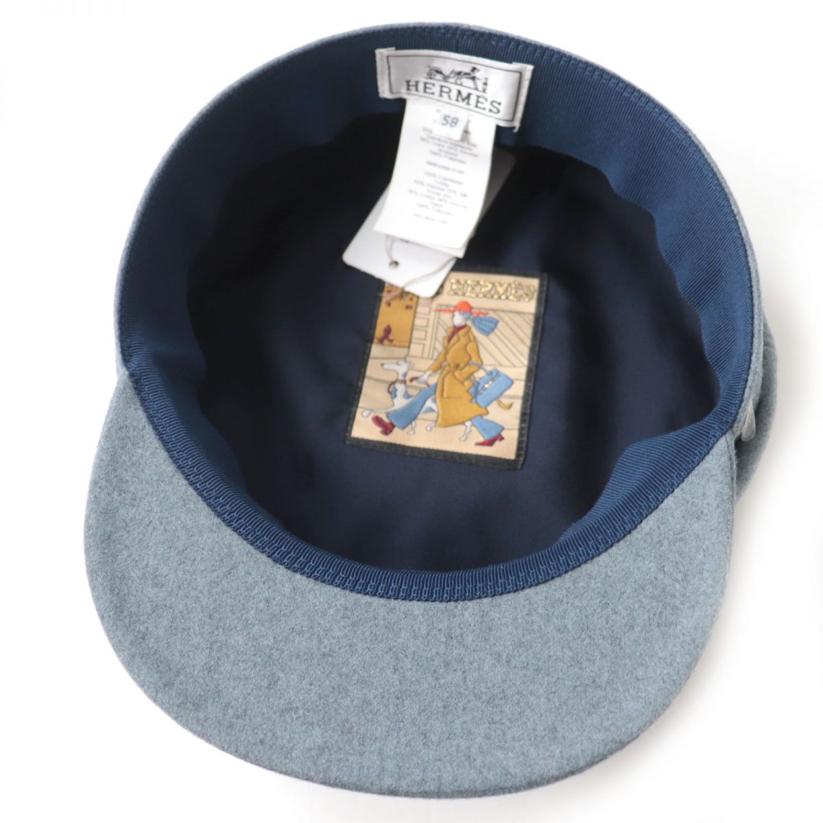 Hermes Cashmere Newsboy Cap Grey