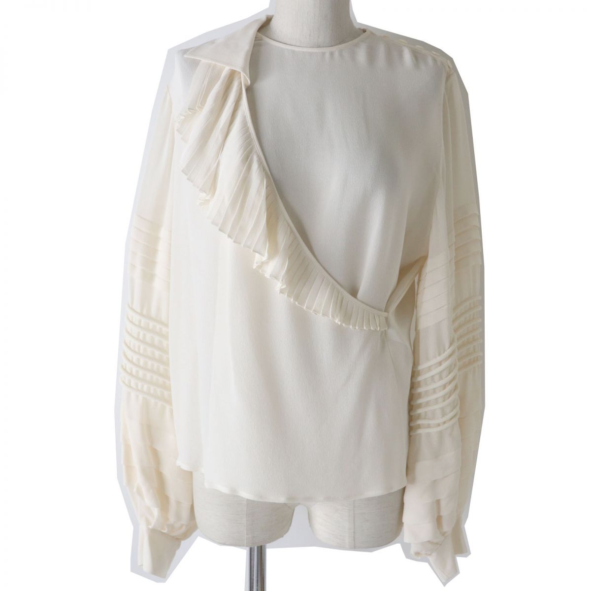 Louis Vuitton Silk Ruffle Blouse Ivory 34