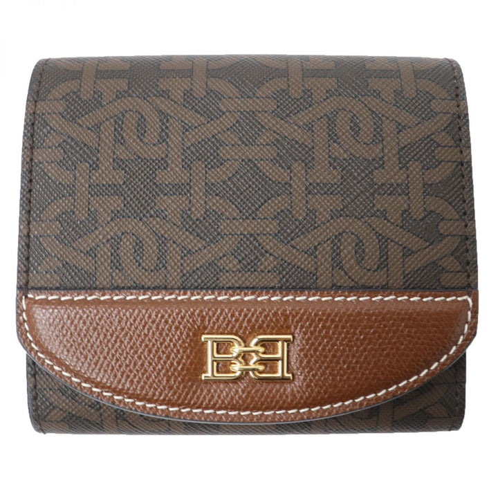 Bally B-chain Tri-fold Leather Wallet Brown