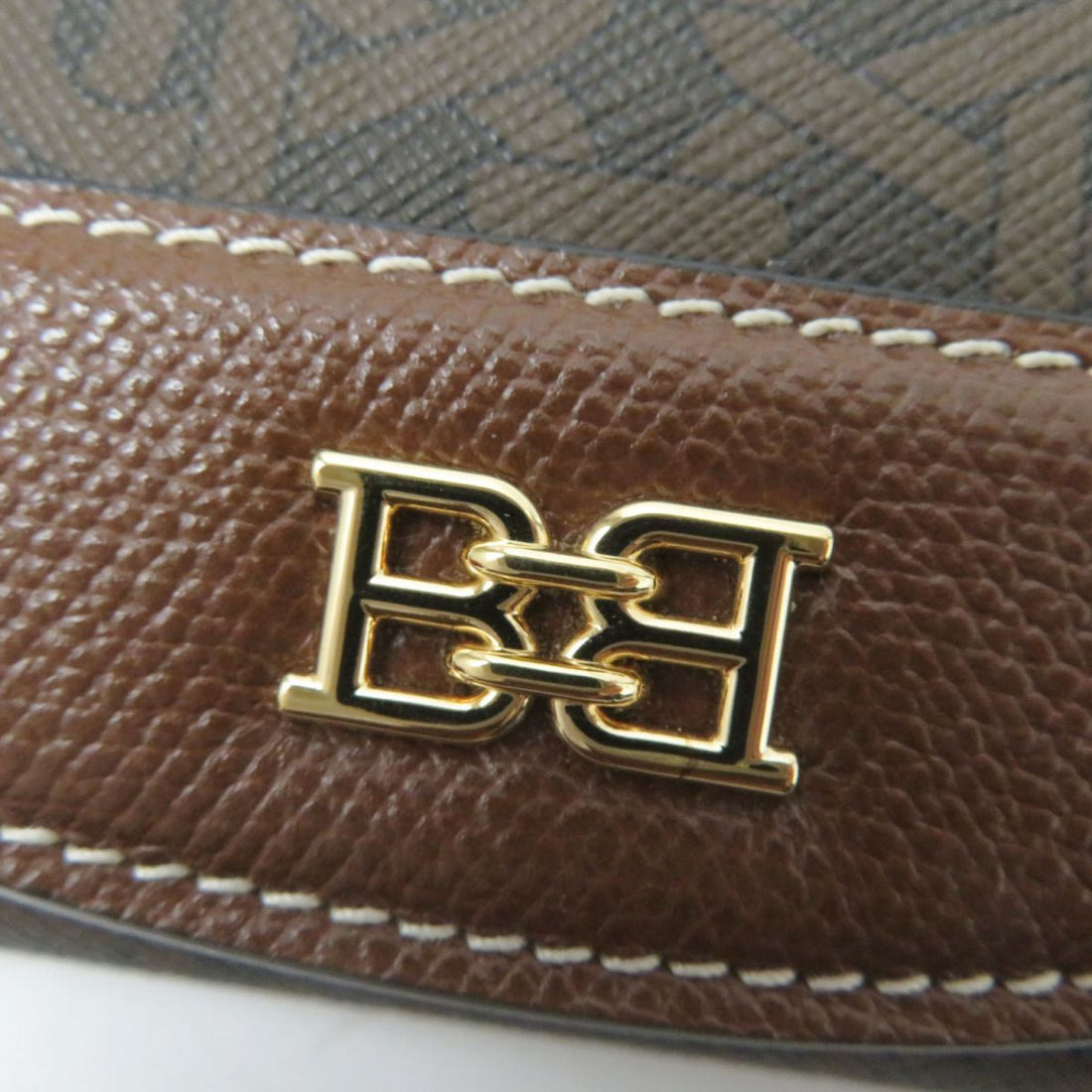 Bally B-chain Tri-fold Leather Wallet Brown