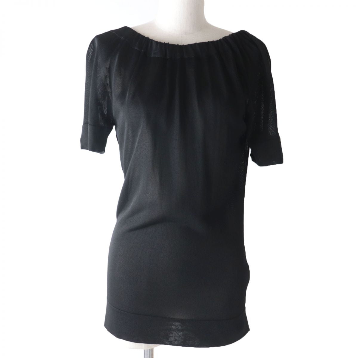 GUCCI Ribbon Boat Neck Top XS Black