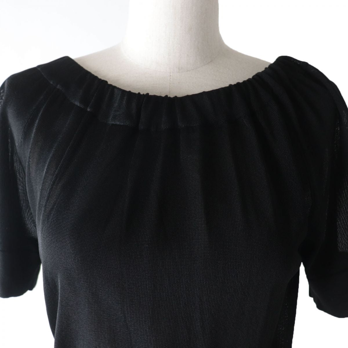 GUCCI Ribbon Boat Neck Top XS Black